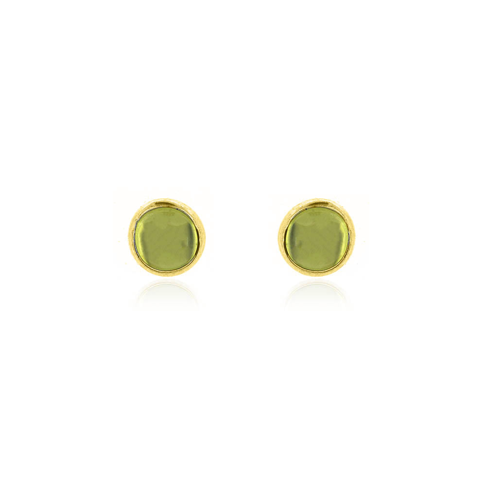 Iria Peridot 5mm Stud Earrings - Yellow Gold Vermeil Stud Earrings