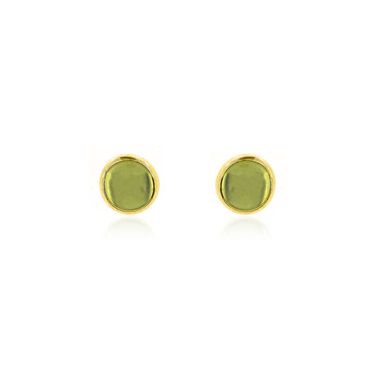 Iria Peridot 5mm Stud Earrings - Yellow Gold Vermeil Stud Earrings