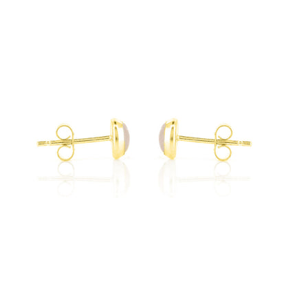 Iria Rose Quartz 5mm Stud Earrings - Yellow Gold Vermeil Stud Earrings