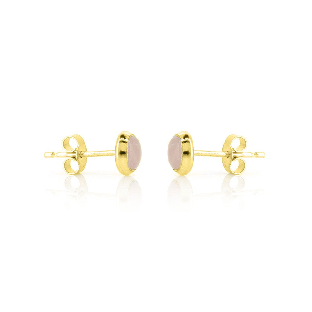 Iria Rose Quartz 5mm Stud Earrings - Yellow Gold Vermeil Stud Earrings