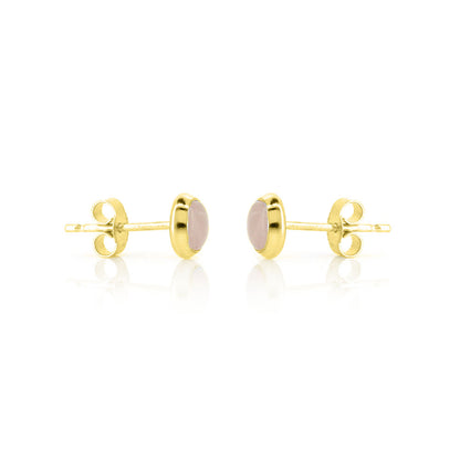 Iria Rose Quartz 5mm Stud Earrings - Yellow Gold Vermeil Stud Earrings