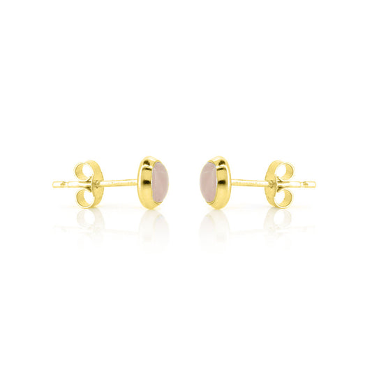 Iria Rose Quartz 5mm Stud Earrings - Yellow Gold Vermeil Stud Earrings