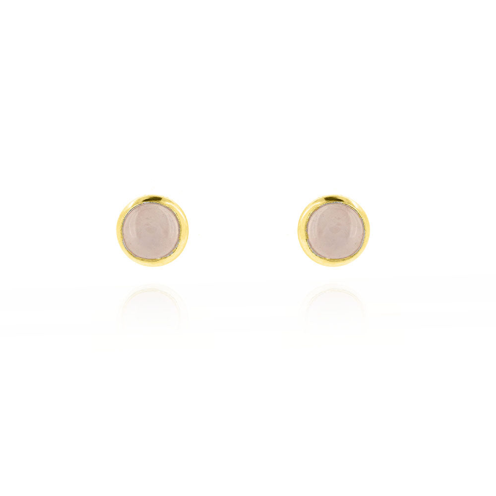 Iria Rose Quartz 5mm Stud Earrings - Yellow Gold Vermeil Stud Earrings