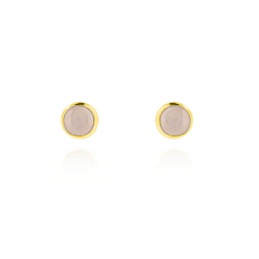 Iria Rose Quartz 5mm Stud Earrings - Yellow Gold Vermeil Stud Earrings