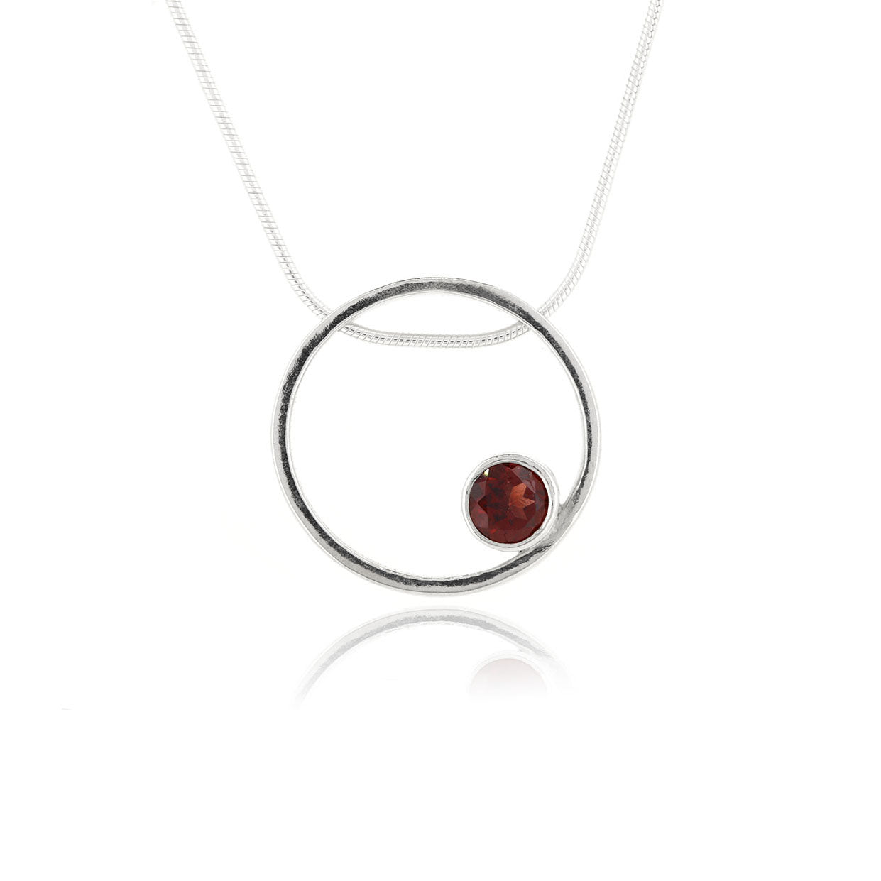 Eclipse Garnet Necklace - Sterling Silver Necklace