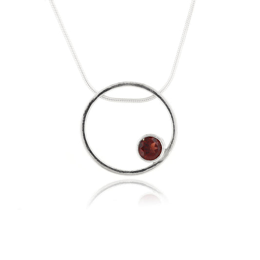 Eclipse Garnet Necklace - Sterling Silver Necklace