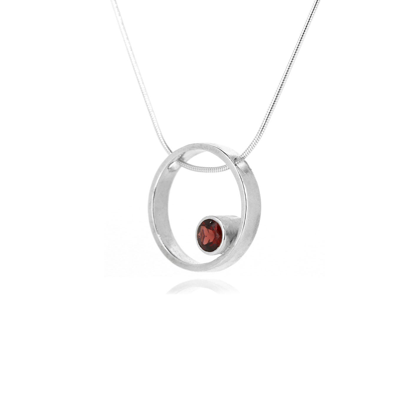 Eclipse Garnet Necklace - Sterling Silver Necklace