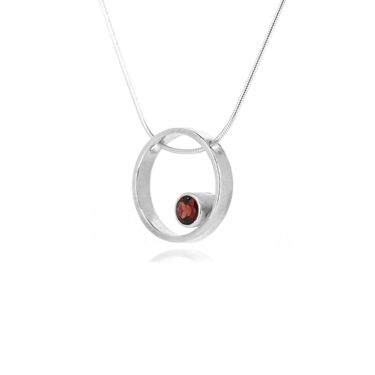 Eclipse Garnet Necklace - Sterling Silver Necklace