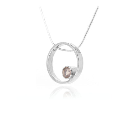 Eclipse Rose Quartz Necklace - Sterling Silver Necklace