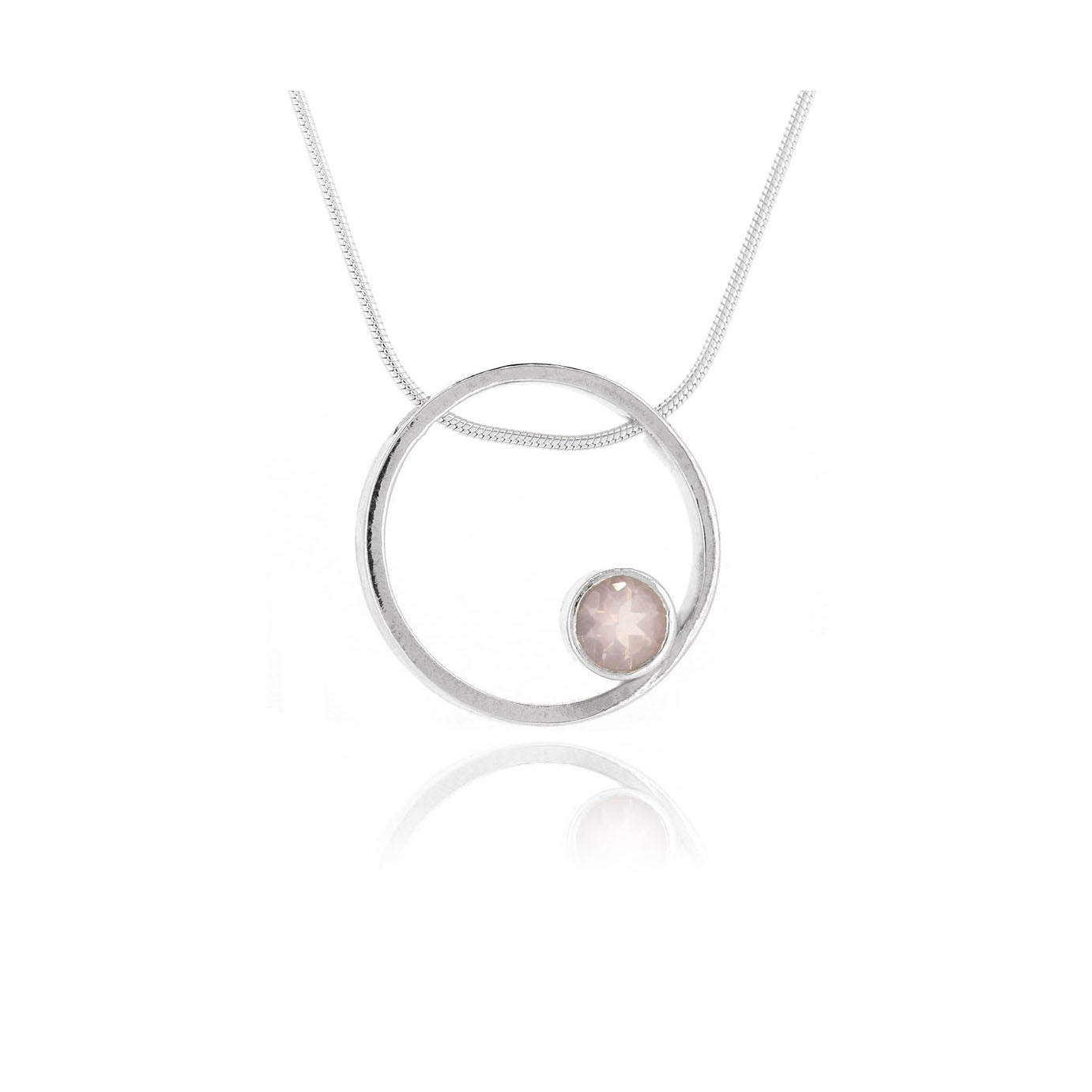 Eclipse Rose Quartz Necklace - Sterling Silver Necklace