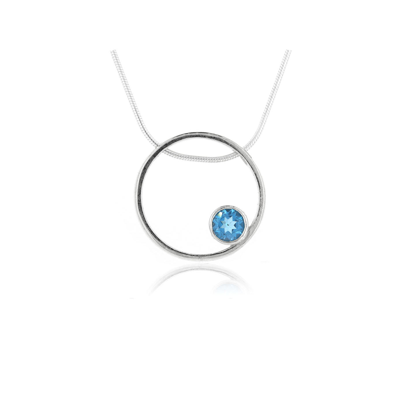 Eclipse Swiss Blue Topaz Necklace - Sterling Silver Necklace