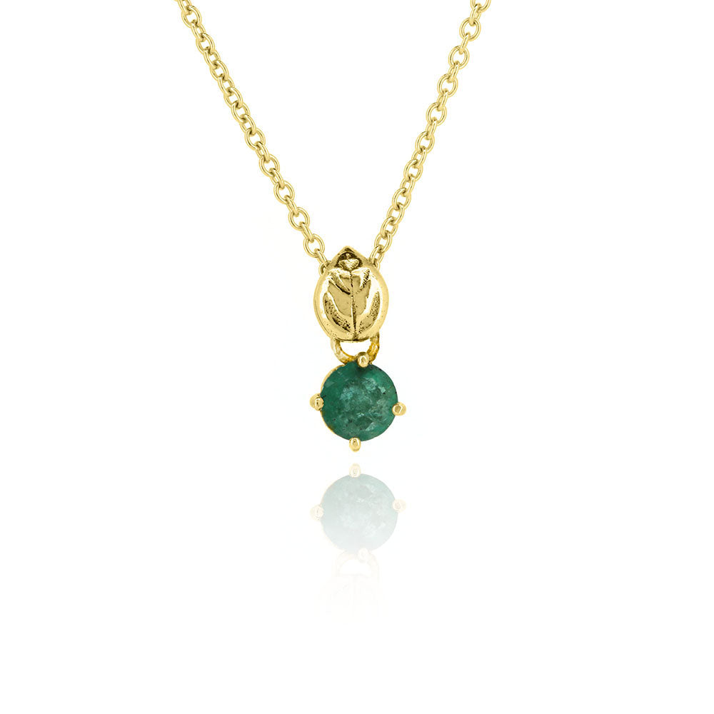 Glade Emerald Pendant - 9ct Yellow Gold Necklace