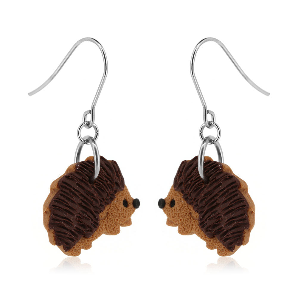 Hedgehog Polymer Clay Drop Earrings - Surgical Steel Drop Earrings