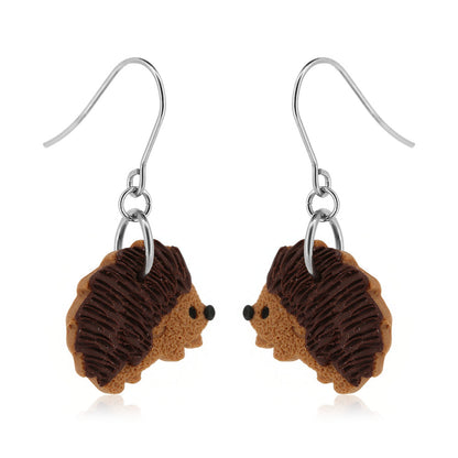 Hedgehog Polymer Clay Drop Earrings - Surgical Steel Drop Earrings