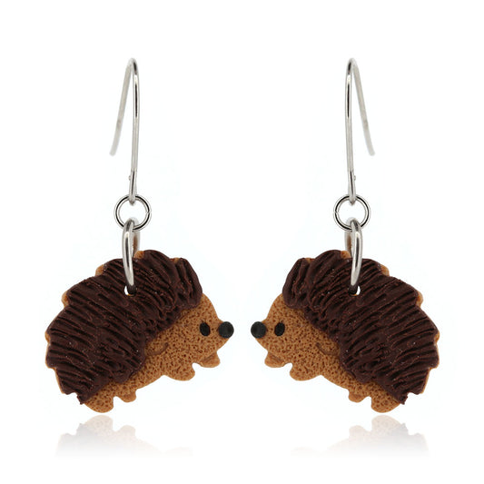 Hedgehog Polymer Clay Drop Earrings - Surgical Steel Drop Earrings