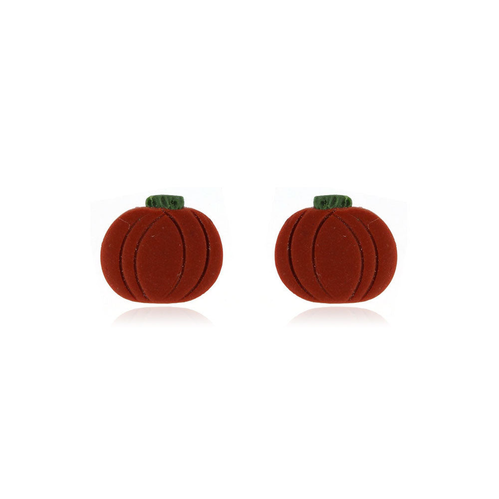 Pumpkin Polymer Clay Stud Earrings - Surgical Steel Stud Earrings