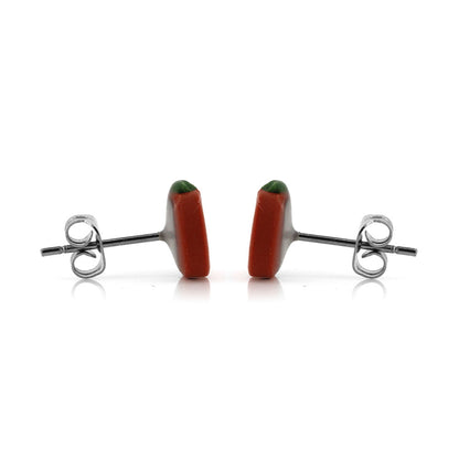Pumpkin Polymer Clay Stud Earrings - Surgical Steel Stud Earrings