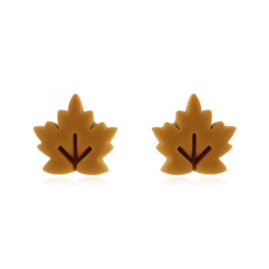 Maple Leaf Yellow Polymer Clay Stud Earrings - Surgical Steel Stud Earrings
