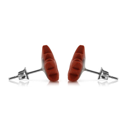 Maple Leaf Orange Polymer Clay Stud Earrings - Surgical Steel Stud Earrings