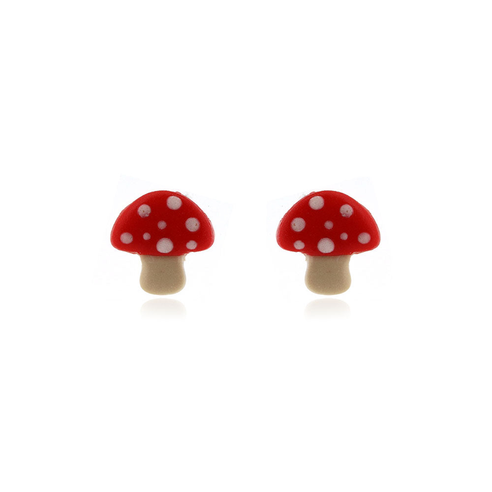 Toadstool Polymer Clay Stud Earrings - Surgical Steel Stud Earrings