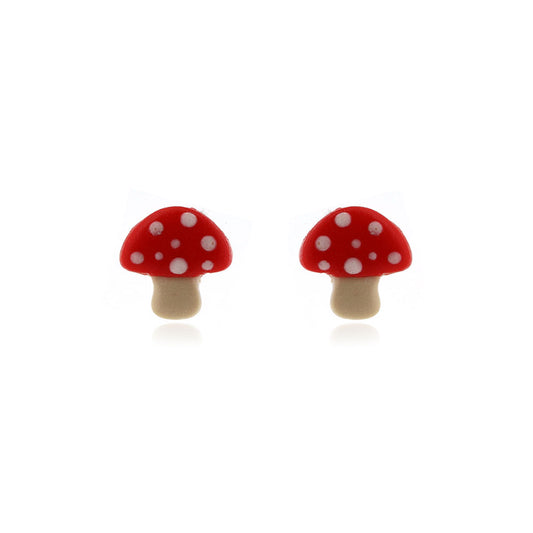 Toadstool Polymer Clay Stud Earrings - Surgical Steel Stud Earrings