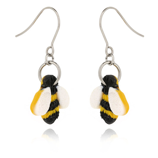 Bumble Bee Polymer Clay Drop Earrings - Surgical Steel Drop Earrings
