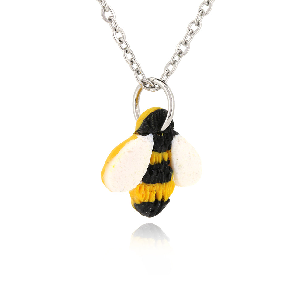 Bumble Bee Polymer Clay Necklace - Surgical Steel Necklace