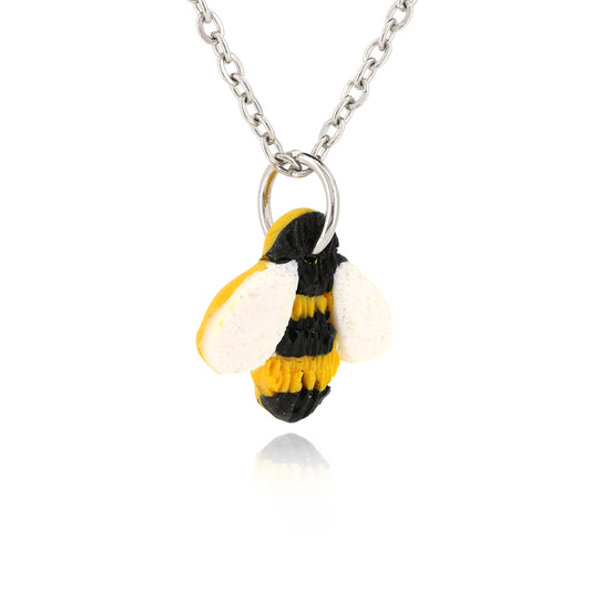 Bumble Bee Polymer Clay Necklace - Surgical Steel Necklace