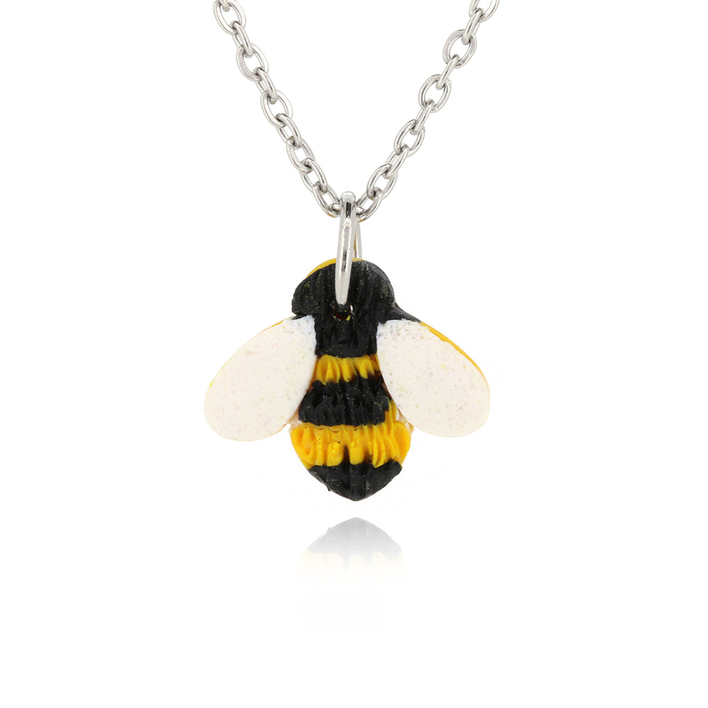 Bumble Bee Polymer Clay Necklace - Surgical Steel Necklace