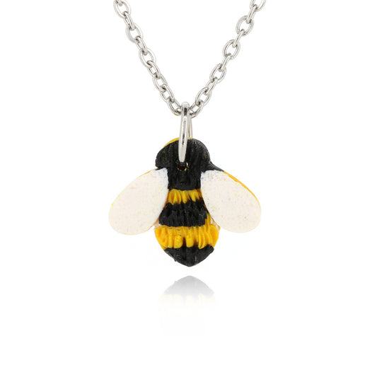 Bumble Bee Polymer Clay Necklace - Surgical Steel Necklace