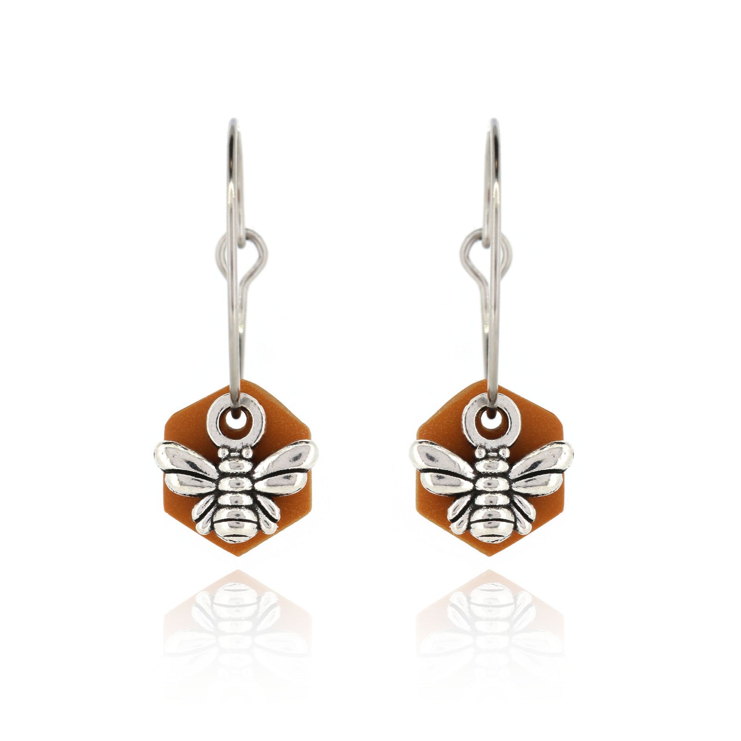 Bee & Honeycomb Polymer Clay Hoop Earrings - Surgical Steel