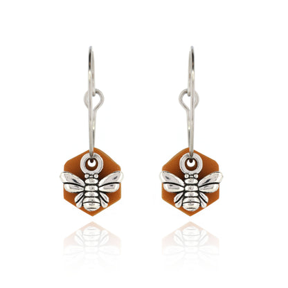 Bee & Honeycomb Polymer Clay Hoop Earrings - Surgical Steel