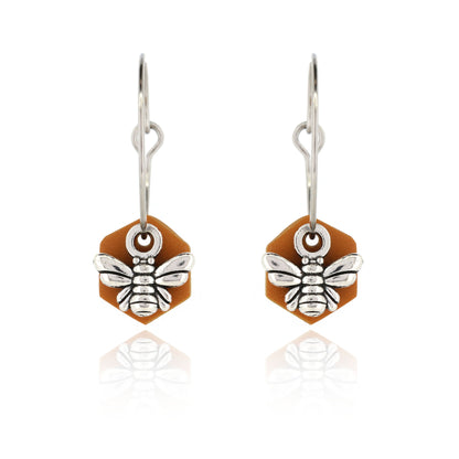 Bee & Honeycomb Polymer Clay Hoop Earrings - Surgical Steel