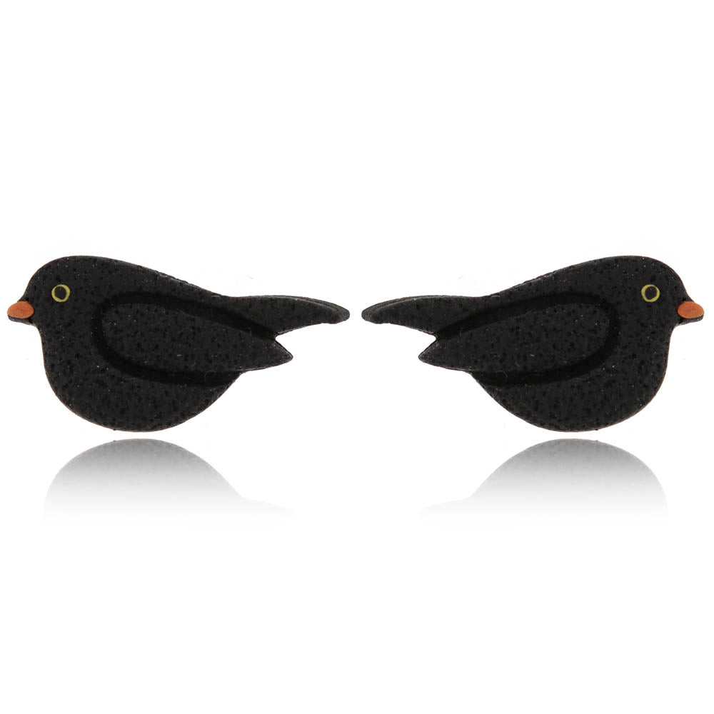 Blackbird Polymer Clay Stud Earrings - Surgical Steel Stud Earrings