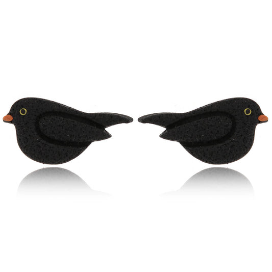 Blackbird Polymer Clay Stud Earrings - Surgical Steel Stud Earrings