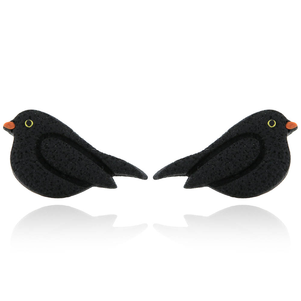 Blackbird Polymer Clay Stud Earrings - Surgical Steel Stud Earrings