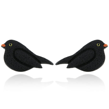 Blackbird Polymer Clay Stud Earrings - Surgical Steel Stud Earrings