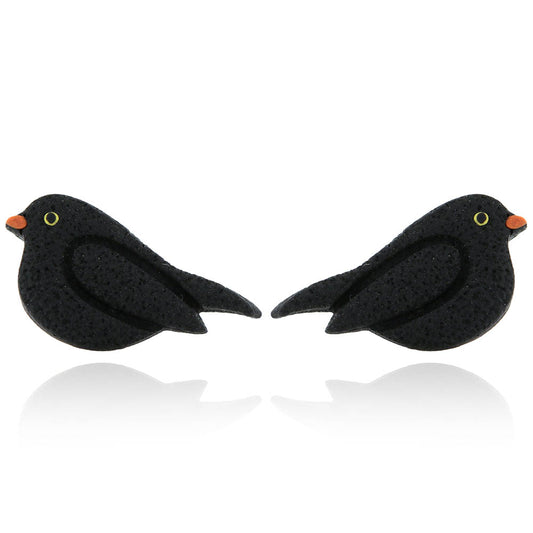 Blackbird Polymer Clay Stud Earrings - Surgical Steel Stud Earrings