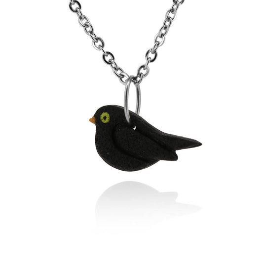 Blackbird Polymer Clay Necklace - Surgical Steel Necklace
