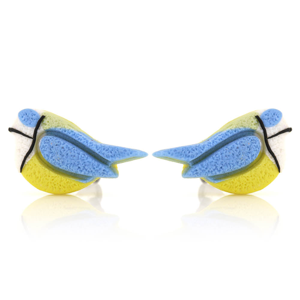 Blue Tit Polymer Clay Stud Earrings - Surgical Steel Stud Earrings