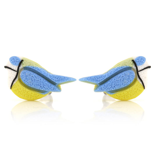 Blue Tit Polymer Clay Stud Earrings - Surgical Steel Stud Earrings