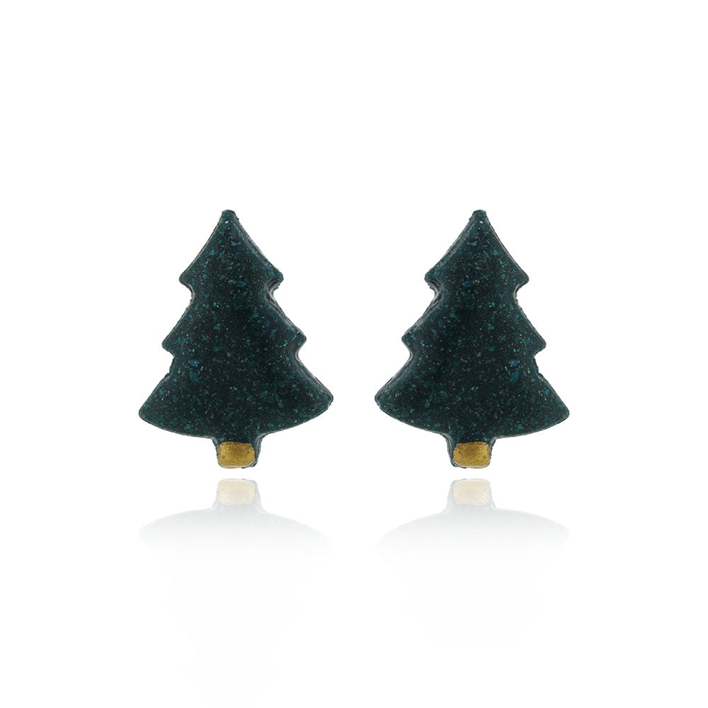 Christmas Tree Polymer Clay Stud Earrings - Surgical Steel Stud Earrings