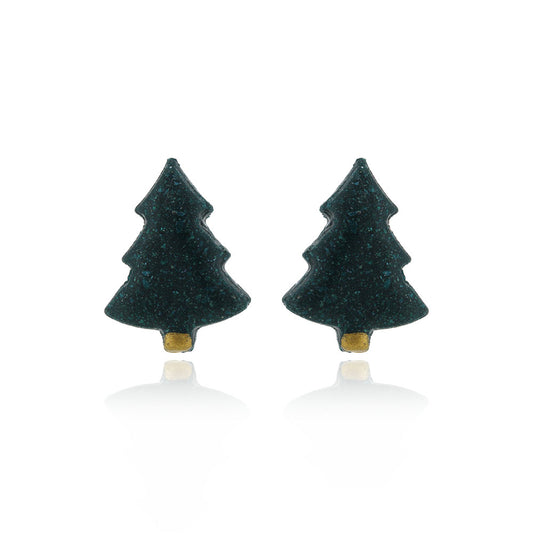 Christmas Tree Polymer Clay Stud Earrings - Surgical Steel Stud Earrings