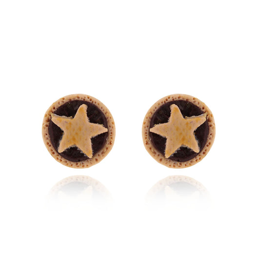 Christmas Mince Pie Polymer Clay Stud Earrings - Surgical Steel Stud Earrings
