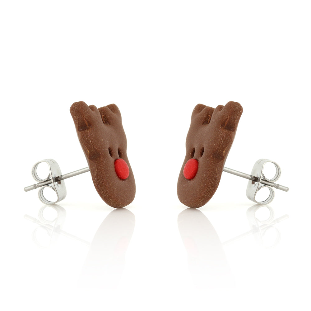 Rudolph Polymer Clay Stud Earrings - Surgical Steel