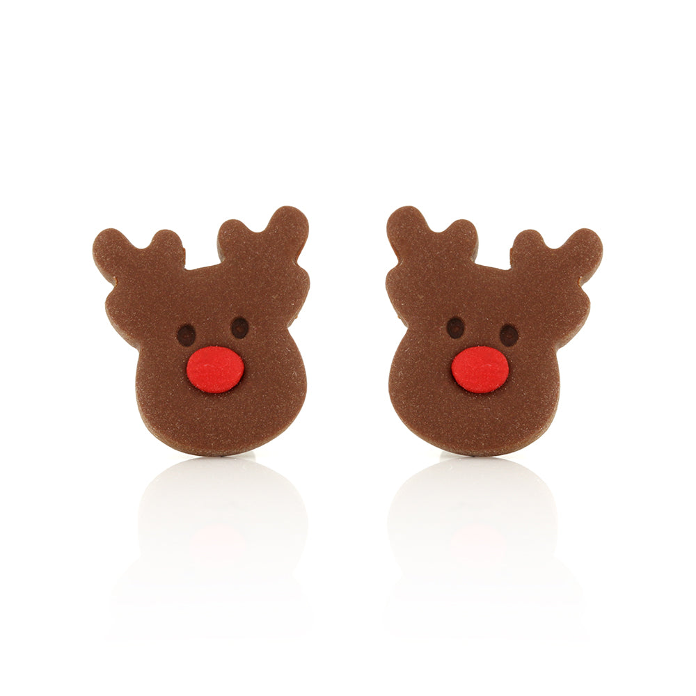 Rudolph Polymer Clay Stud Earrings - Surgical Steel