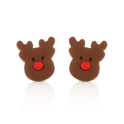 Rudolph Polymer Clay Stud Earrings - Surgical Steel