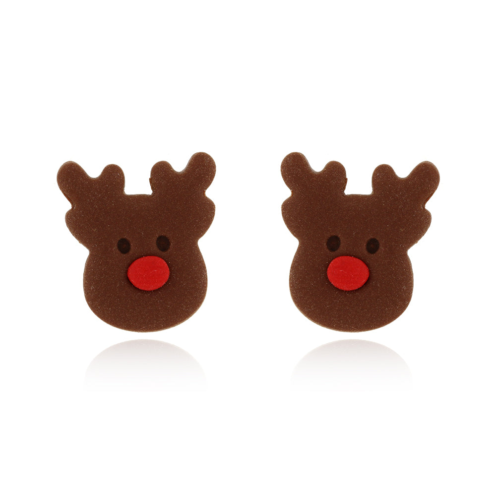 Rudolph Polymer Clay Stud Earrings - Surgical Steel