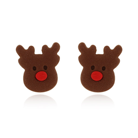 Rudolph Polymer Clay Stud Earrings - Surgical Steel