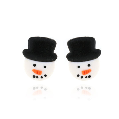 Snowman Polymer Clay Stud Earrings - Surgical Steel